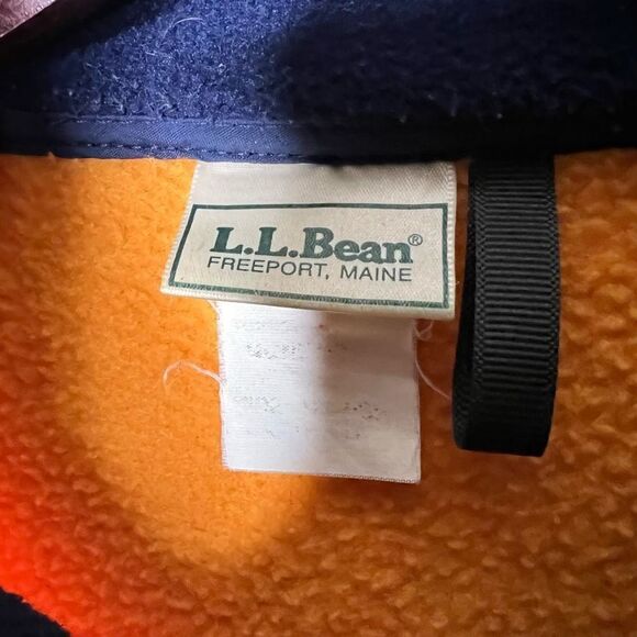 Vintage LL Bean Sherpa Fleece Orange Jacket Medium - Picture 6 of 6